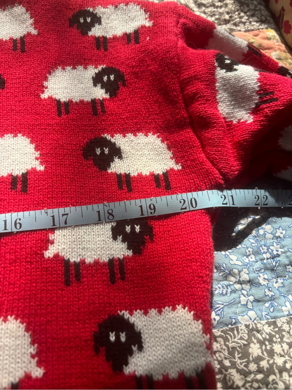 Cake Red Sheep Print Crewneck Sweater - Picture 5 of 7
